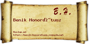 Benik Honorátusz névjegykártya